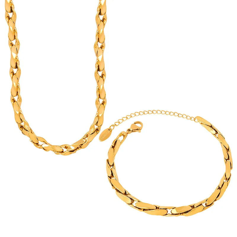 [Coupon Price: ¥7620] Ring, Bracelet, Necklace, Stainless Steel Cuban Chain, Women's & Men's, Punk Fashion, Link, Hip Hop Jewelry Set, Gift, 316L Steel