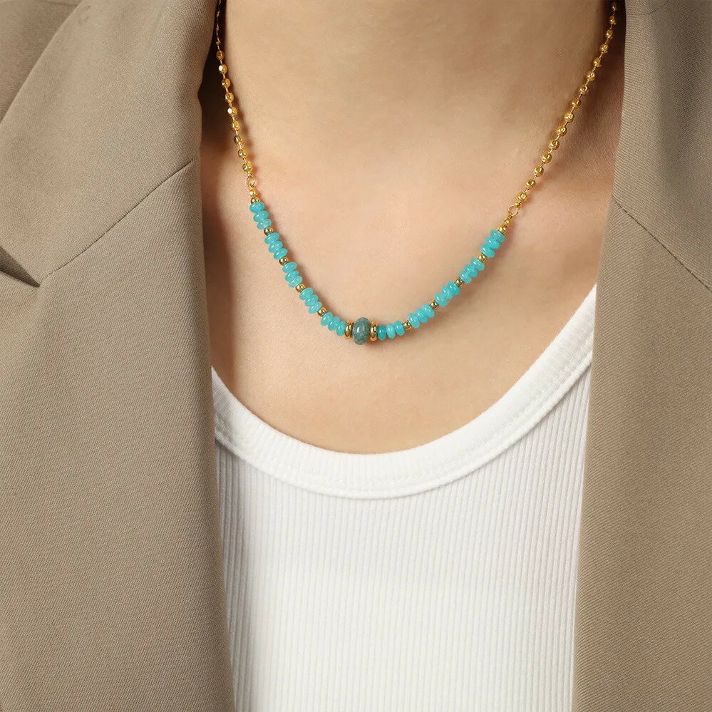 【送料無料】 チョーカー ネックレス ストーン ビーズ レディース ミニ 2mm ナチュラル ファッション パーティ ガール ジュエリー ギフト