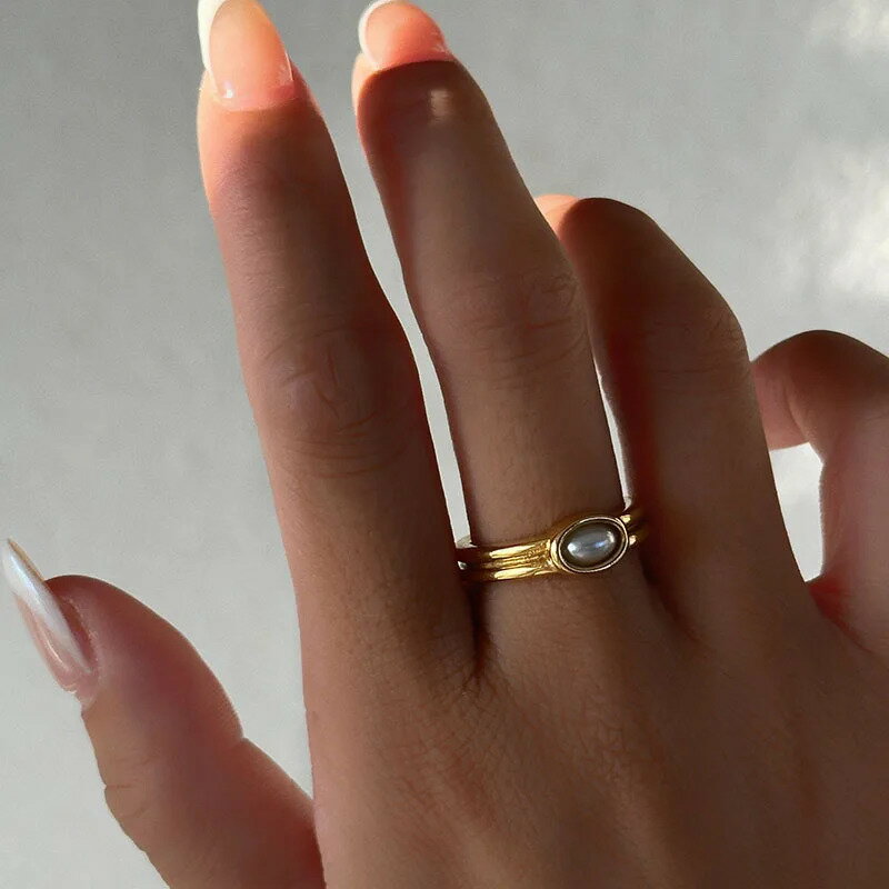 【クーポン利用で5450円】 指輪 リング ステンレス パール レディース スチール スモール デイリー ジュエリー 夏 サマー ターニッシュ フリー 防水