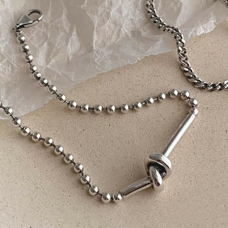 【送料無料】 ブレスレット ステンレス チェーン シンプル リボン ビーズ レディース 結び目 チャーム スチール ミニマリスト ジュエリー ターニッシュ フリー 防水