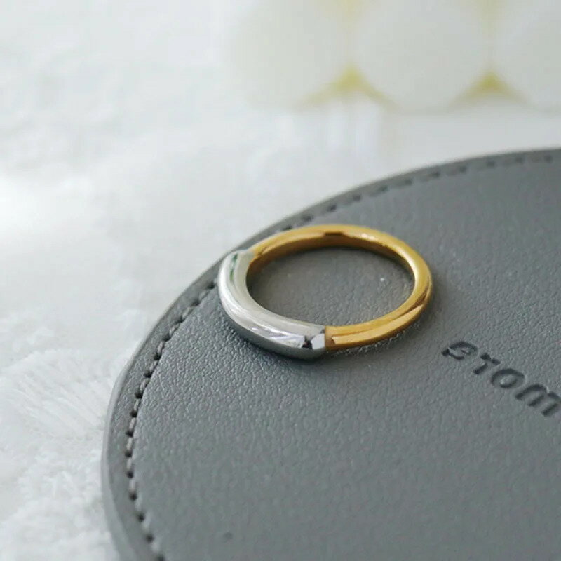 Other , Materials - 【送料無料】 】 指輪 リング ステンレス シンプル 韓国 レディース 2 トーン スチール ミニマリスト エレガント 防水 ジュエリー ファッション