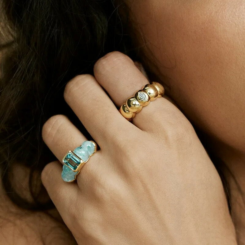 【送料無料】 指輪 リング ゴールド ストーン ビーズ レディース マーキス CZ ミニマリスト 目 アイズ バンド スタック可能 ハイ 品質 プレート ジュエリー 新しい