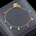【クーポン利用で3810円】 ブレスレット クリスタル ステンレス ゴールド シルバー レディース スチール カラー カラフル ハンド パーティ ジュエリー