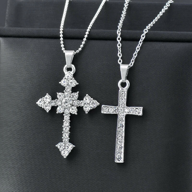 【送料無料】 チョーカー ネックレス クリスタル ステンレス シルバー クロス レディース パンク カラー スチール アクセサリー パーティ ジュエリー