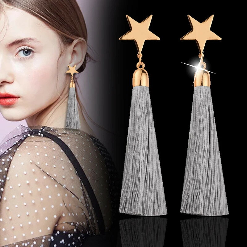 Other - 【送料無料】 ピアス ゴールド ロング 星 レディース トレンド カラフル タッセル カラー スター パーティ 結婚式 ウェディング ジュエリー アクセサリー