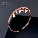 【クーポン利用で3670円】 バングル ブレスレット ゴールド シルバー 星 レディース 月 ムーン スター 調整可能 綺麗 ローズ カラー 友情 ジュエリー