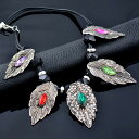 【クーポン利用で4010円】 ペンダント ネックレス 緑 グリーン ジルコニア ビンテージ 赤 レッド 青 ブルー ピック レザー レディース キュービック ジルコン 豪華 ファッション ジュエリー