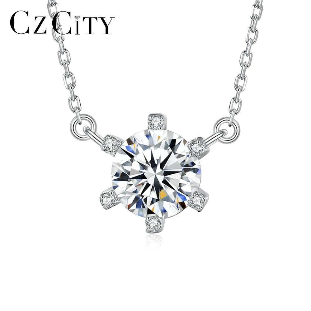 【クーポン利用で10720円】 ペンダント ネックレス ダイヤモンド シルバー ラウンド リング レディース 新しい 1ct モイサナイト 結婚式 ウェディング 婚約 ファイン ジュエリー 925 スターリング CZ 韓国