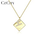 【クーポン利用で7970円】 ペンダント ネックレス シルバー スクエア リング 韓国 レディース 新しい ファッション 四角 ハッピー レター パターン ファイン ジュエリー 925 スターリング CZ ギフト(4)