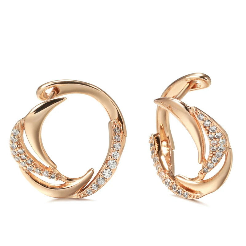 楽天FineJewelrys【クーポン利用で4600円】 ピアス ジルコニア ビンテージ ゴールド ドロップ レディース トレンド マイクロ ワックス インレイ ナチュラル ジルコン 透かし ジオメトリ 585 ローズ ジュエリー