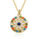 【送料無料】 チョーカー ペンダント ネックレス マルチカラー ジルコニア デイジー ゴールド ラウンド キング レディース BOHO カラー チャーム ジルコ...