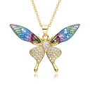 【送料無料】 チョーカー ペンダント ネックレス 蝶 バタフライ インセクト ゴールド チェーン キング レジン 昆虫 レディース カラフル カラー 象眼細工 ...