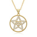 【送料無料】 チョーカー ペンダント ネックレス アメリカ ゴールド チェーン 星 レディース ヨーロッパ カラー 透かし スター チャーム 象眼細工 CZ D...