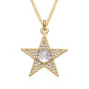 【送料無料】 チョーカー ペンダント ネックレス アメリカ ゴールド チェーン 星 レディース ヨーロッパ カラー 透かし スター チャーム 象眼細工 CZ D...