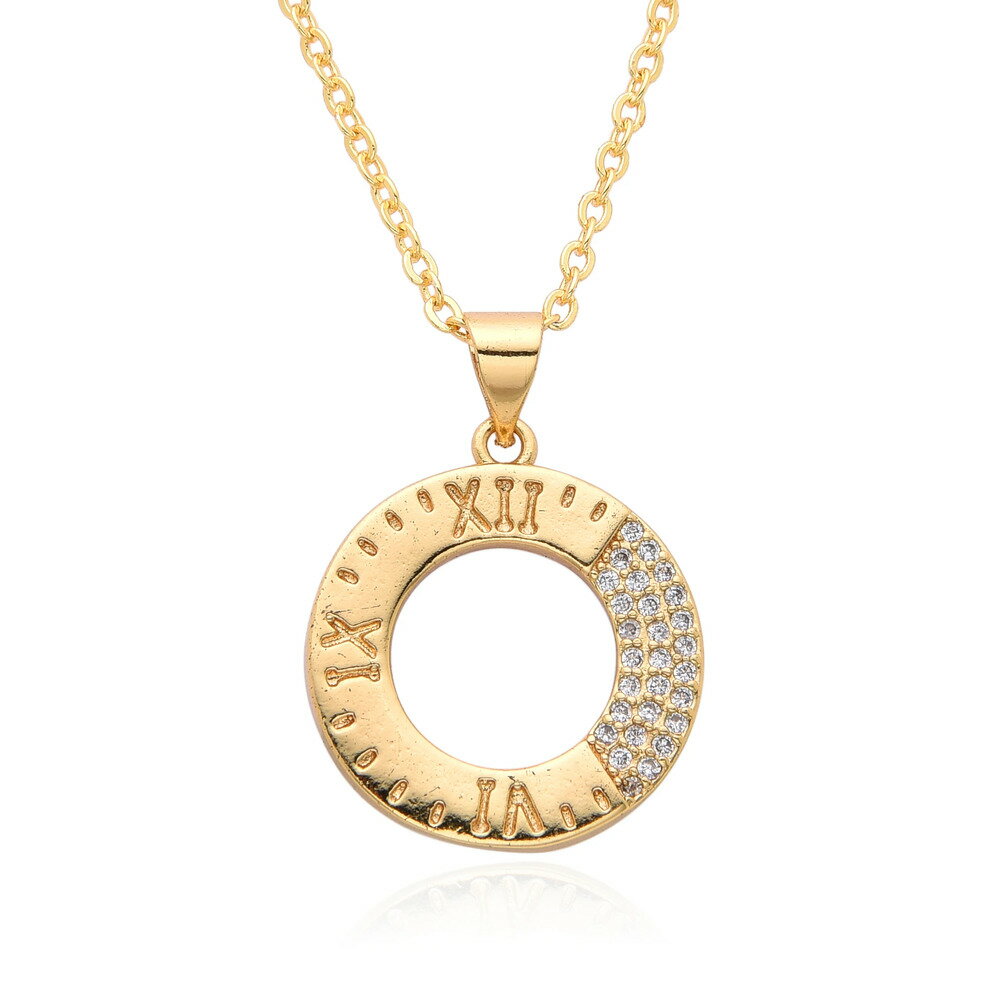 【送料無料】 チョーカー ペンダント ネックレス ゴールド チェーン ラウンド 月 レディース ファッション カラー 透かし チャーム マイクロインレイド CZ...