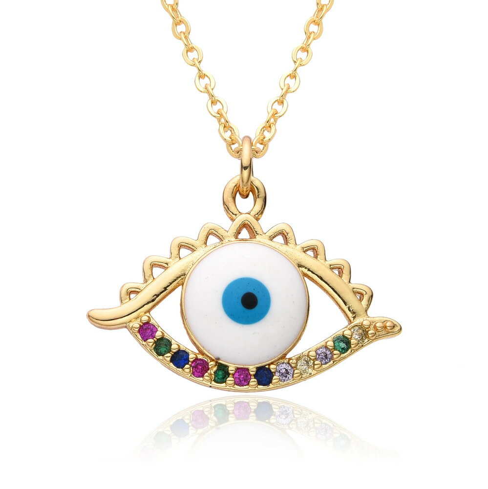 【送料無料】 チョーカー ペンダント ネックレス 青 ブルー ゴールド チェーン トルコ レディース カラー 悪 エビル 目 アイズ チャーム マイクロインレイ...