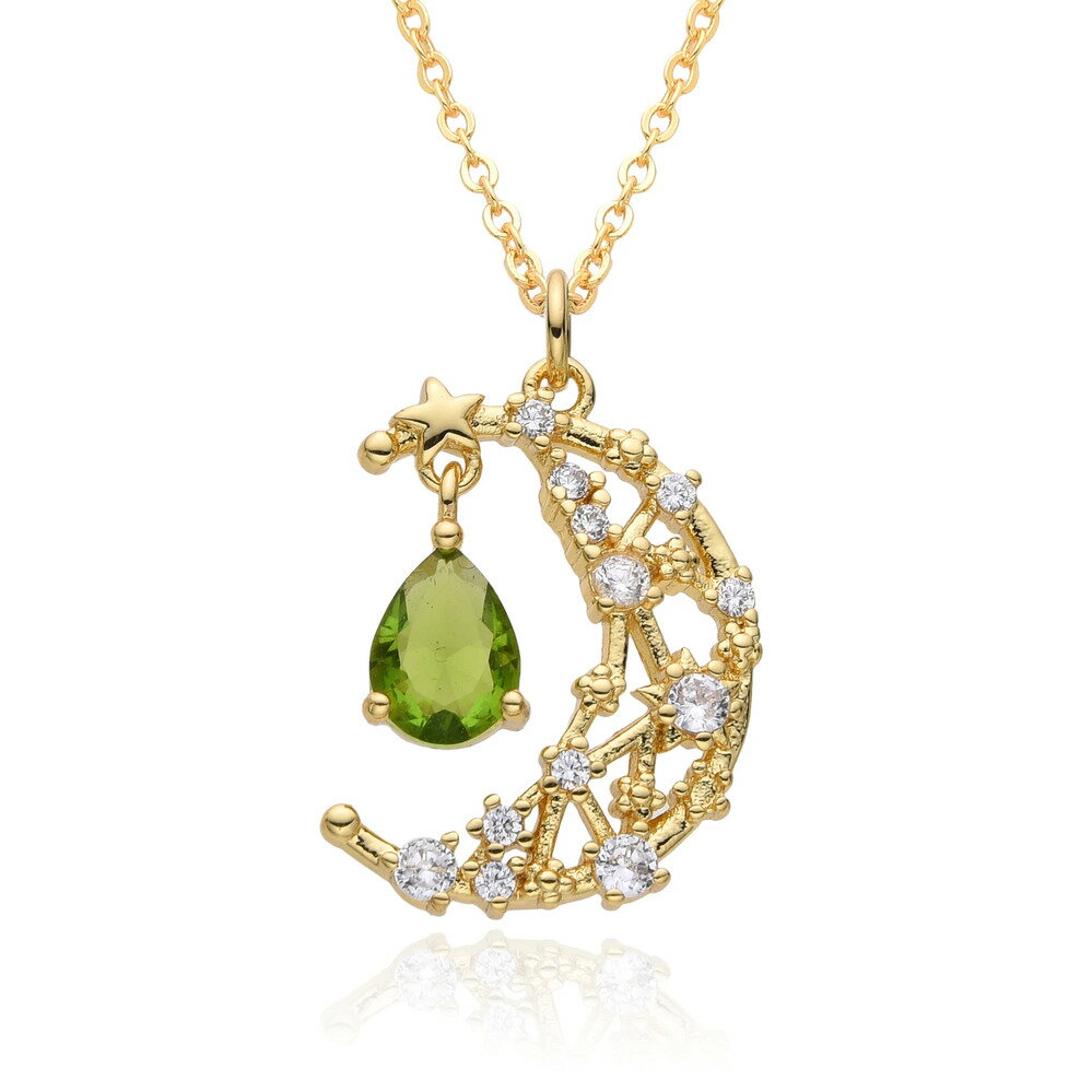 【送料無料】 チョーカー ペンダント ネックレス ジルコニア ゴールド ドロップ ピック 月 レディース カラー 三日月 チャーム ティアドロップ キュービック...