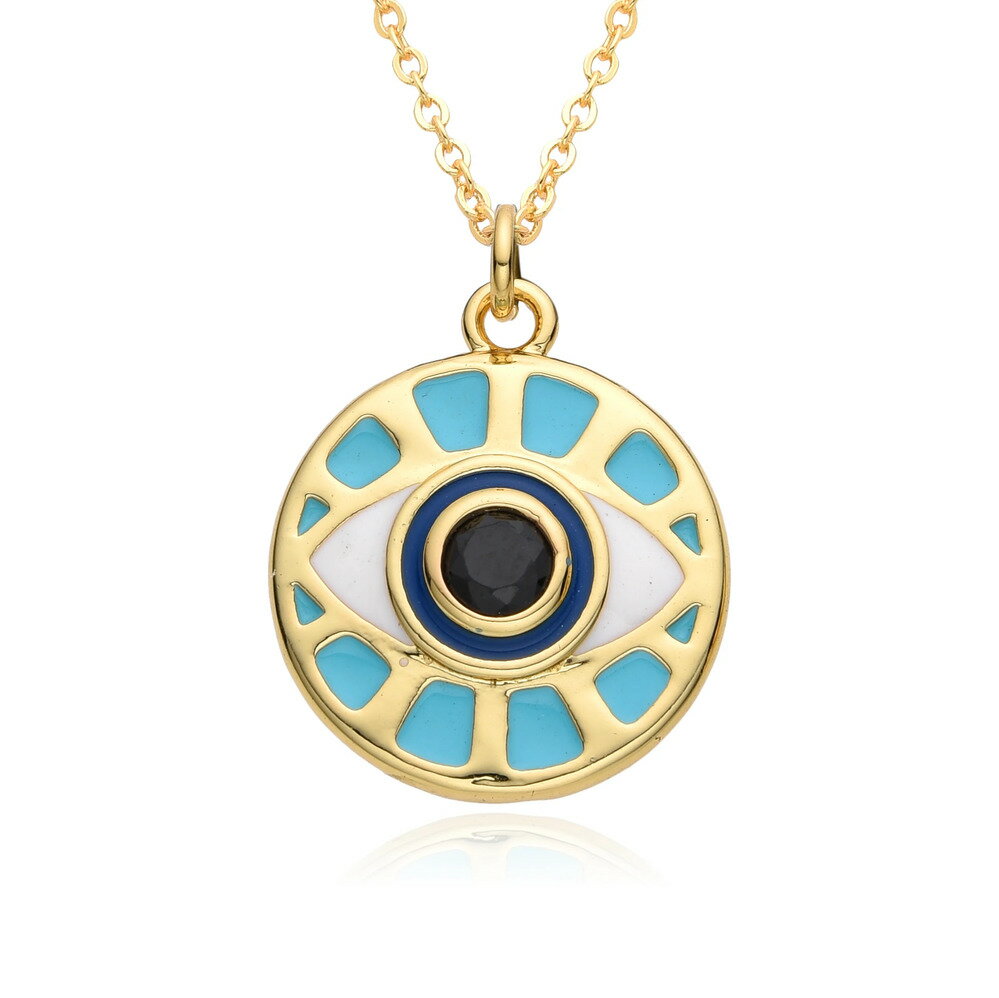 【送料無料】 チョーカー ペンダント ネックレス 赤 レッド 青 ブルー ゴールド トルコ レディース カラー 悪 エビル 目 アイズ チャーム 象眼細工 CZ...