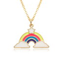 【送料無料】 チョーカー ペンダント ネックレス レインボー ゴールド チェーン 星 レディース カラー 透かし クラウド チャーム マイクロインレイド CZ ...