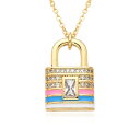 【送料無料】 チョーカー ペンダント ネックレス マルチカラー ジルコニア ゴールド LOVE レディース カラー Love ロック チャーム マイクロインレイ...