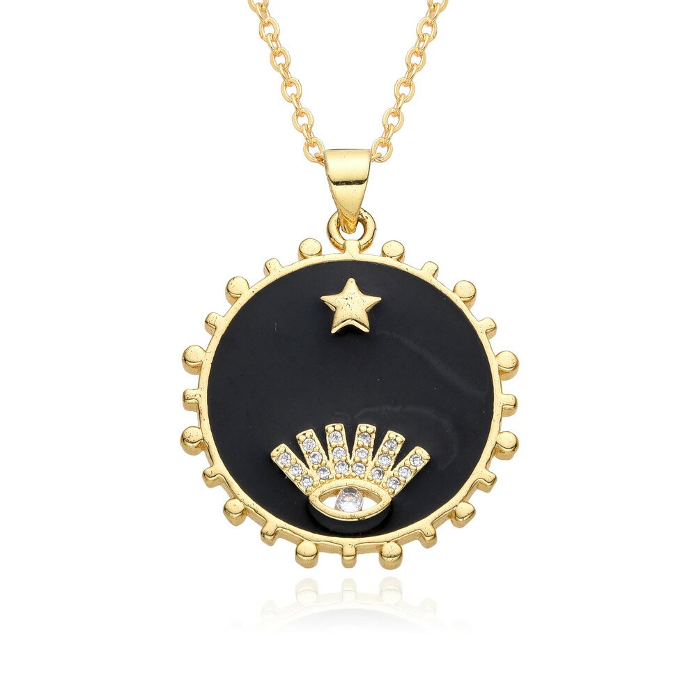 【送料無料】 チョーカー ペンダント ネックレス ゴールド スクエア チェーン トルコ レディース カラー 長方形 四角 悪 エビル 目 アイズ チャーム 象眼...