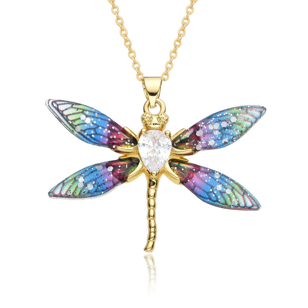 【送料無料】 チョーカー ペンダント ネックレス インセクト ゴールド ドラゴン チェーン トンボ レジン 昆虫 レディース カラー ドラゴンフライ カラフル ...