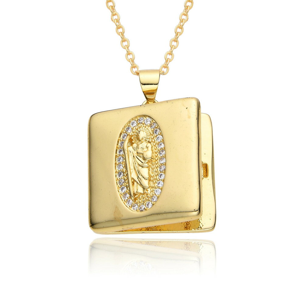 【送料無料】 チョーカー ペンダント ネックレス ゴールド スクエア レディース カラー 四角 レディ セント ユダ チャーム バージン メアリー オープン ク...