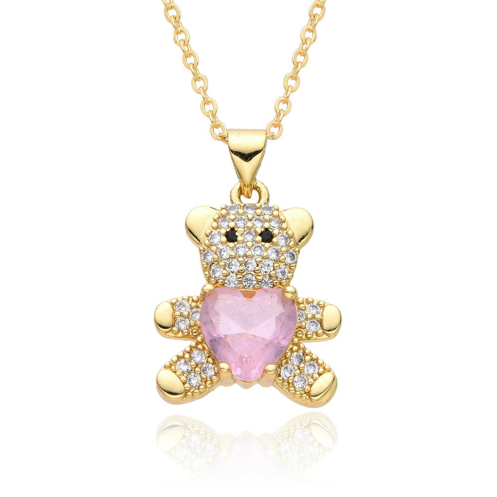 【送料無料】 チョーカー ペンダント ネックレス 動物 アニマル 赤 レッド ゴールド チェーン ピンク ハート クマ レディース kpop カラー 熊 チャー...