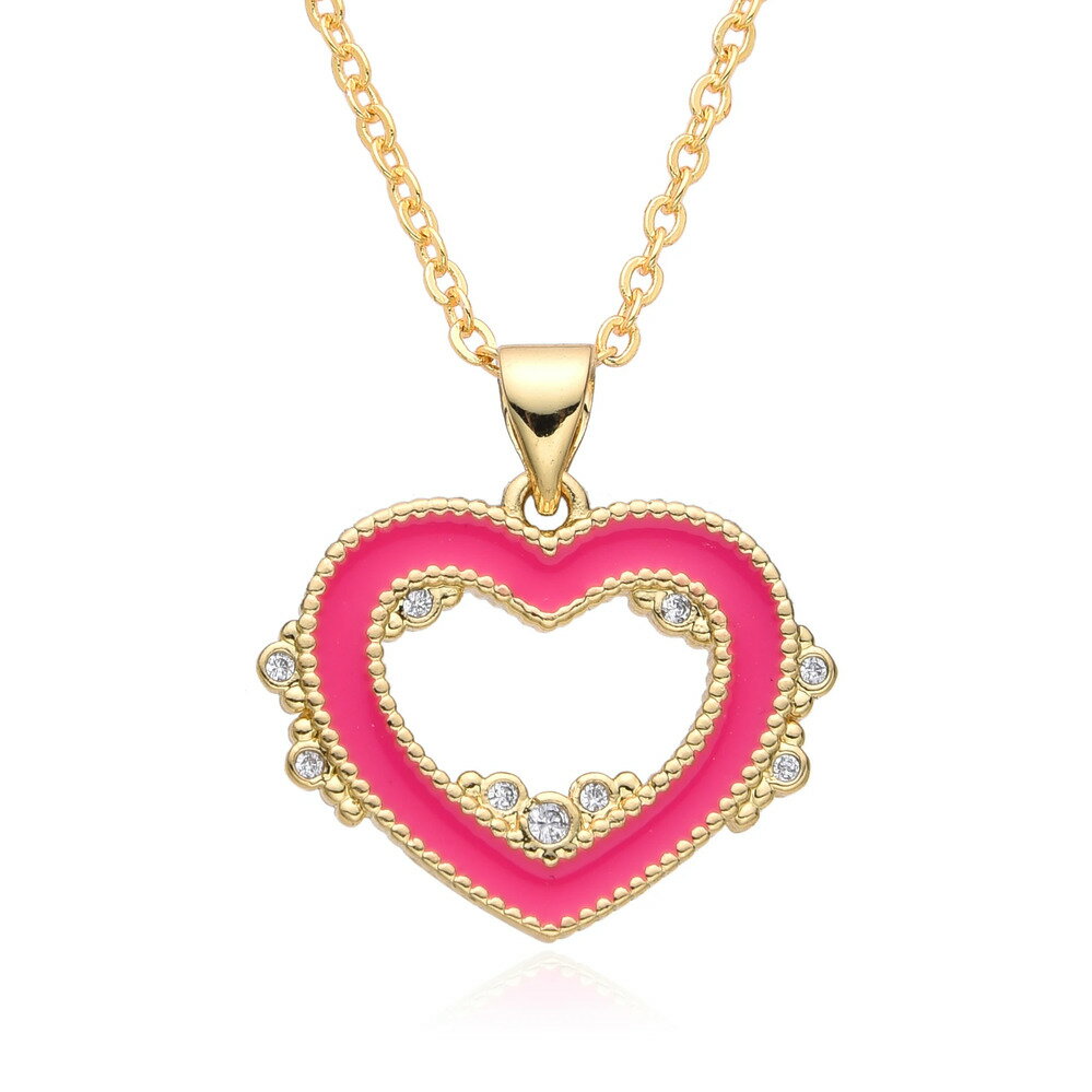 【送料無料】 チョーカー ペンダント ネックレス ジルコニア ゴールド チェーン ハート レディース kpop カラー オイル ドリップ 透かし マイクロインレ...