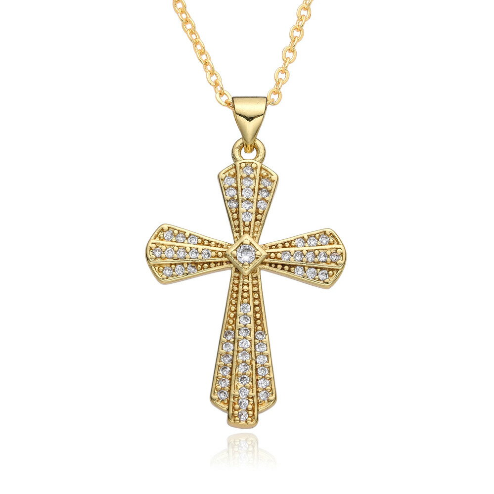 【送料無料】 チョーカー ペンダント ネックレス ゴールド チェーン クロス レディース メンズ 新しい ヒップホップ カラー チャーム フル 象眼細工 CZ ...