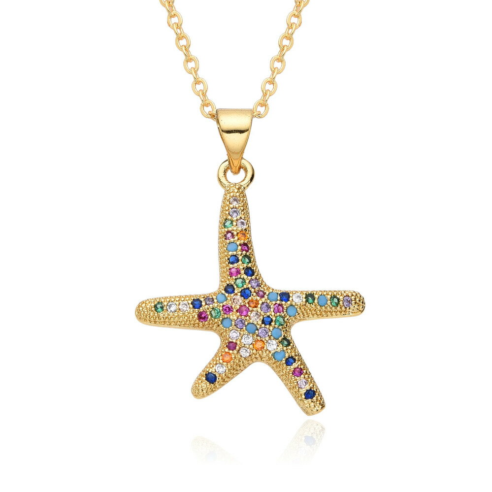 【送料無料】 チョーカー ペンダント ネックレス 動物 アニマル ゴールド チェーン ヒトデ レディース 新しい kpop カラー チャーム カラフル 象眼細工...