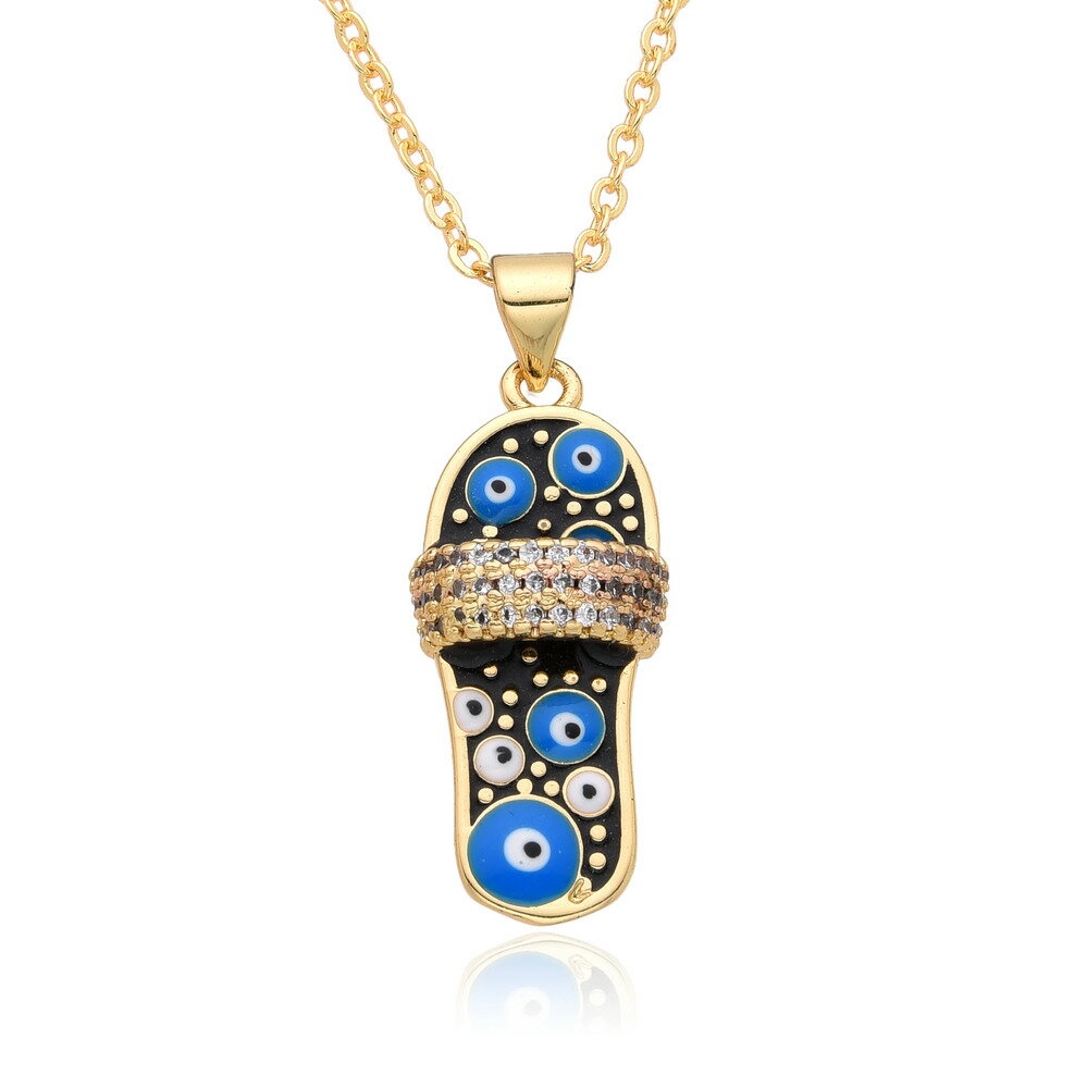 【送料無料】 チョーカー ペンダント ネックレス トルコ レディース 新しい Y2K カラフル スリッパ チャーム 象眼細工 CZ 悪 エビル 目 アイズ DI...