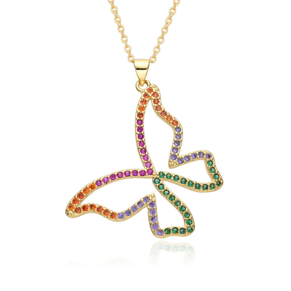 【送料無料】 チョーカー ペンダント ネックレス 蝶 バタフライ インセクト ゴールド チェーン 昆虫 レディース 新しい Y2K カラー チャーム カラフル ...