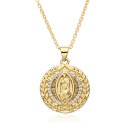 【送料無料】 チョーカー ペンダント ネックレス ジルコニア ゴールド チェーン ラウンド ピック レディース カラー セント ユダ グアダルーペ イエス ベネ...