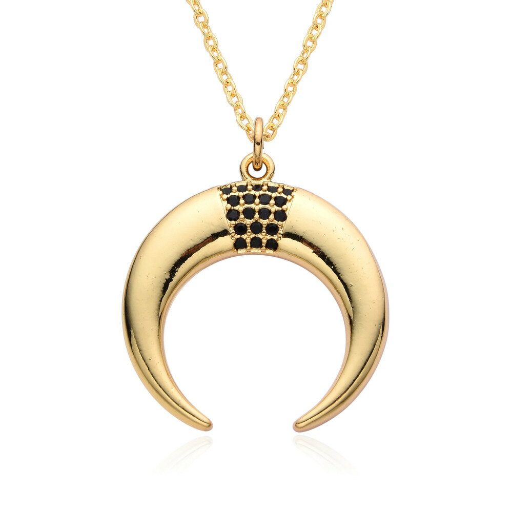 【送料無料】 チョーカー ペンダント ネックレス ゴールド チェーン 月 レディース トレンド カラー ムーン チャーム マイクロインレイド CZ 三日月 DI...