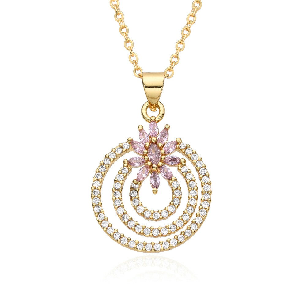 【送料無料】 チョーカー ペンダント ネックレス ジルコニア ビンテージ ゴールド ラウンド レディース カラー マルチレイヤー 透かし チャーム ジルコン 結...