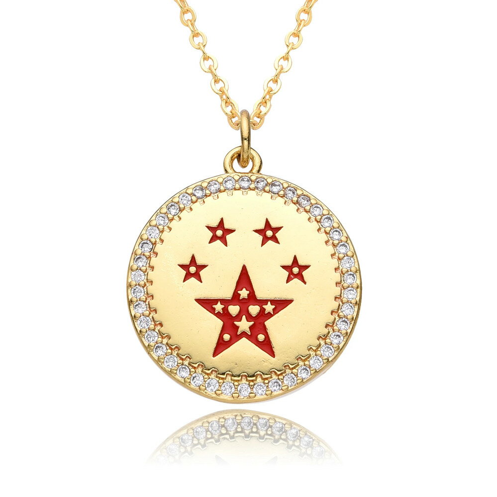 【送料無料】 チョーカー ペンダント ネックレス ジルコニア ビンテージ ゴールド ラウンド キング 星 レディース カラー スター ワールド ジルコン チャー...