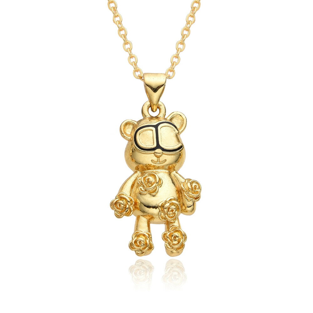 【送料無料】 チョーカー ペンダント ネックレス 動物 アニマル ジルコニア ゴールド キング リボン クマ レディース メンズ Y2K カラー ボウノット 熊...