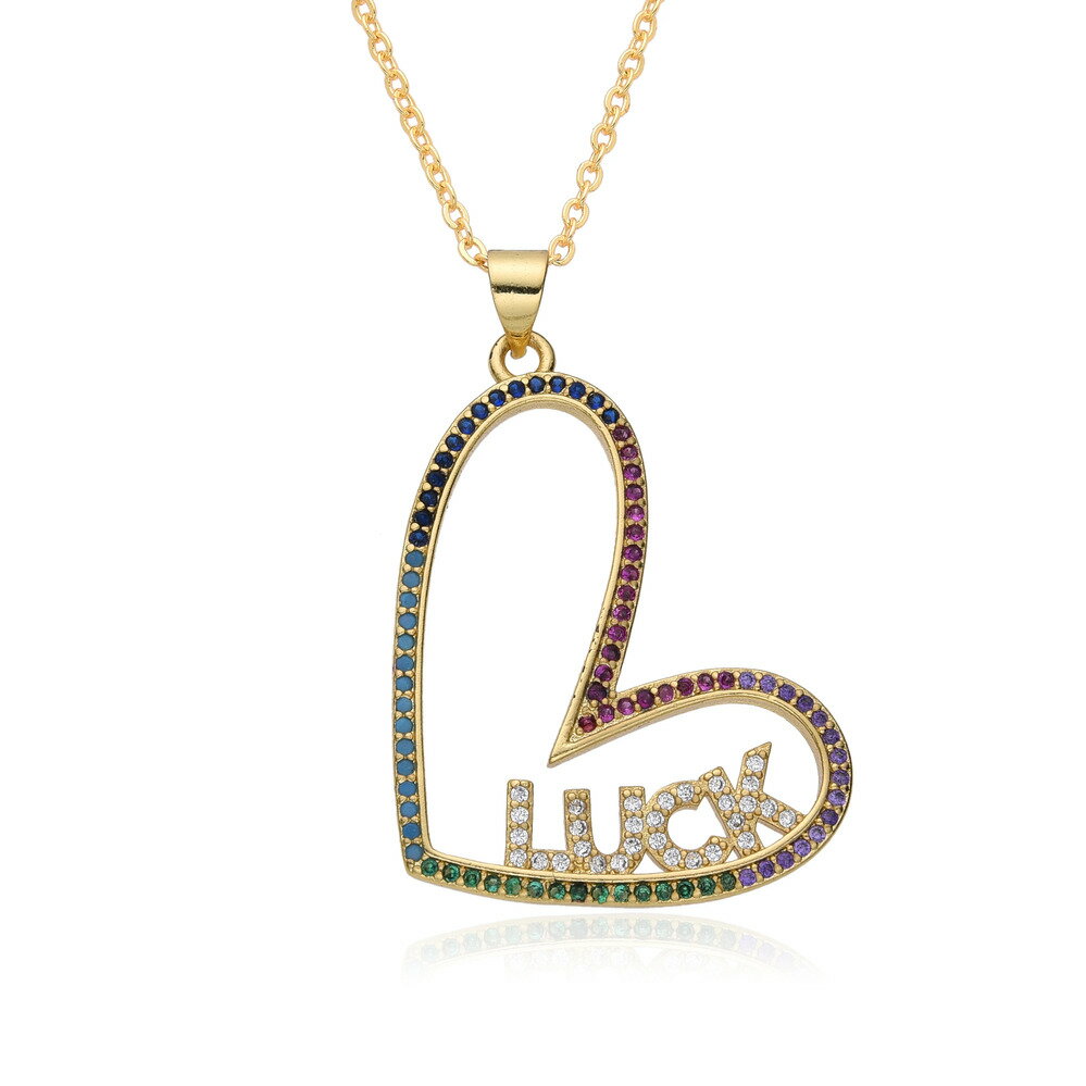 【送料無料】 チョーカー ペンダント ネックレス イギリス ゴールド ハート レディース Y2K カラー 透かし チャーム カラフル CZ イングリッシュ 英国...