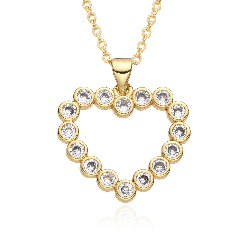 【送料無料】 チョーカー ペンダント ネックレス ゴールド チェーン ハート レディース Y2K カラー 透かし チャーム カラフル 象眼細工 CZ DIY ジ...