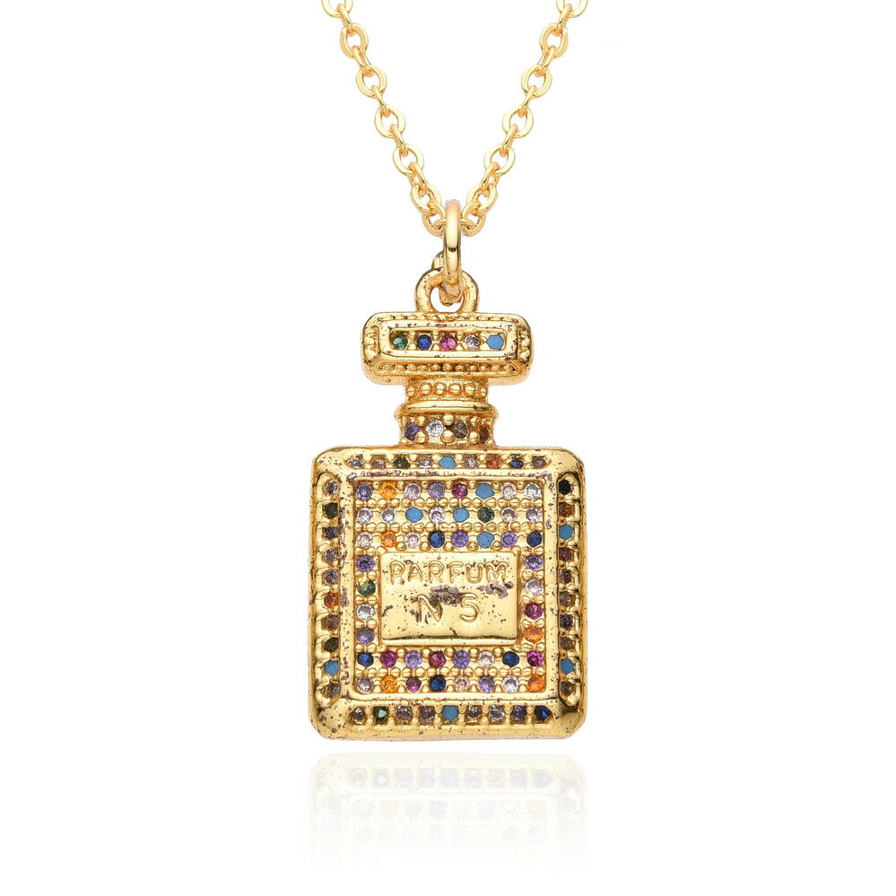 【送料無料】 チョーカー ペンダント ネックレス ゴールド スクエア キング レディース Y2K カラー 長方形 四角 香水 ボトル チャーム カラフル 象眼細...