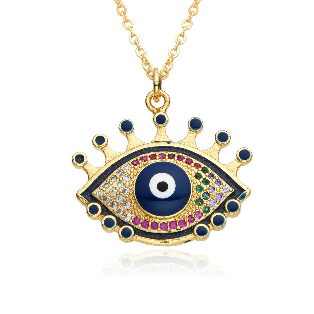 【送料無料】 チョーカー ペンダント ネックレス ゴールド チェーン ラウンド トルコ レディース Y2K カラー 悪 エビル 目 アイズ チャーム カラフル 象眼細工 CZ DIY ジュエリー