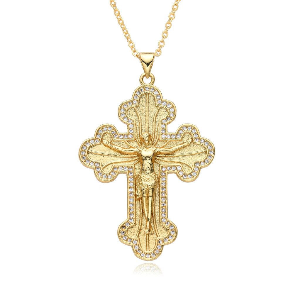 【送料無料】 チョーカー ペンダント ネックレス ゴールド チェーン クロス レディース メンズ 新しい ヒップホップ カラー チャーム フル 象眼細工 CZ ...