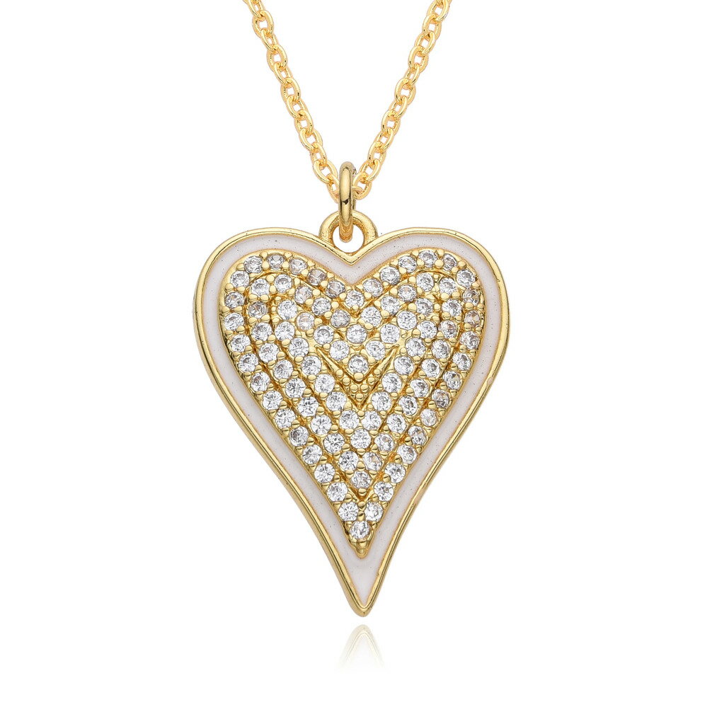 【送料無料】 チョーカー ペンダント ネックレス イギリス ゴールド ハート LOVE レディース kpop カラー 透かし チャーム 象眼細工 CZ イングリ...