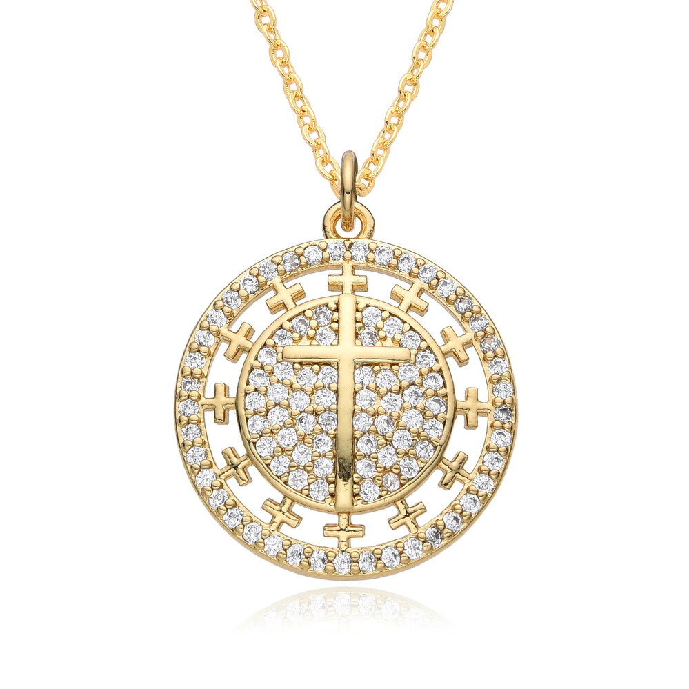 【送料無料】 チョーカー ペンダント ネックレス ジルコニア ゴールド クロス キング レディース メンズ 新しい ヒップホップ カラー 透かし 象眼細工 ジル...