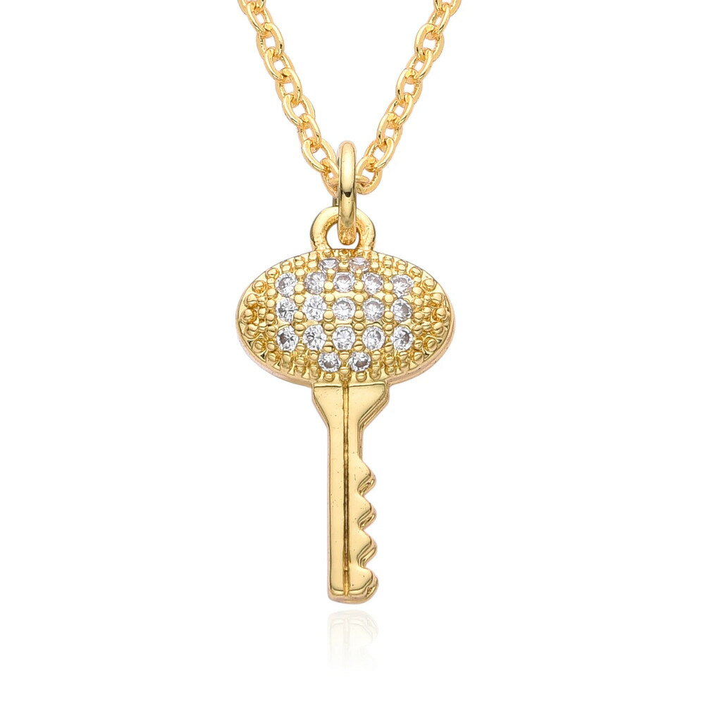 【送料無料】 チョーカー ペンダント ネックレス ジルコニア ゴールド チェーン ハート LOVE 鍵 レディース 新しい kpop カラー キー マイクロイン...