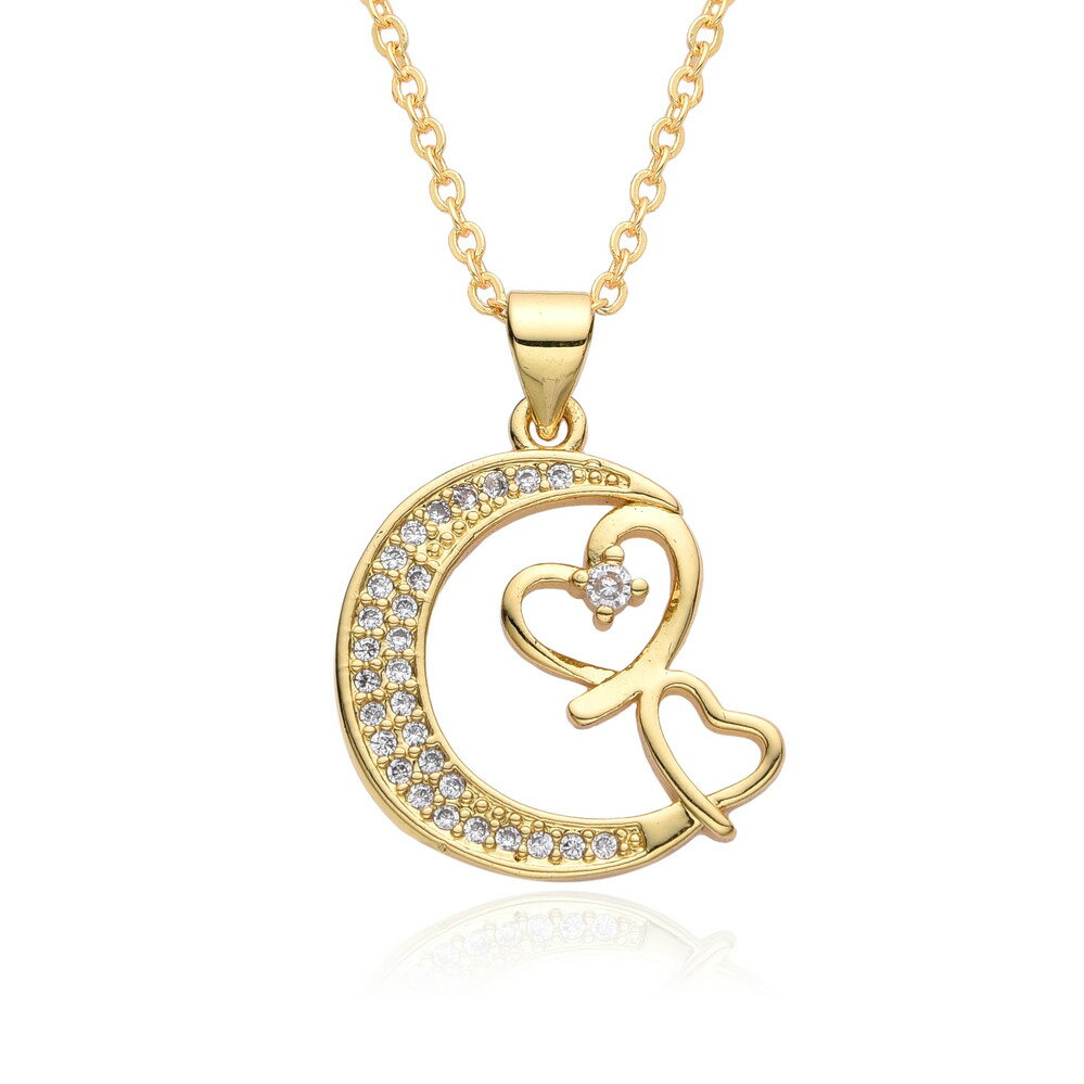 【送料無料】 チョーカー ペンダント ネックレス ジルコニア ゴールド チェーン 月 星 レディース 新しい オリジナル カラー ムーン マイクロインレイド ジ...