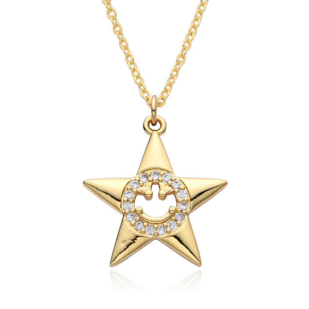 【送料無料】 チョーカー ペンダント ネックレス ゴールド チェーン 星 レディース トレンド カラー スター チャーム マイクロインレイド CZ 透かし 新し...