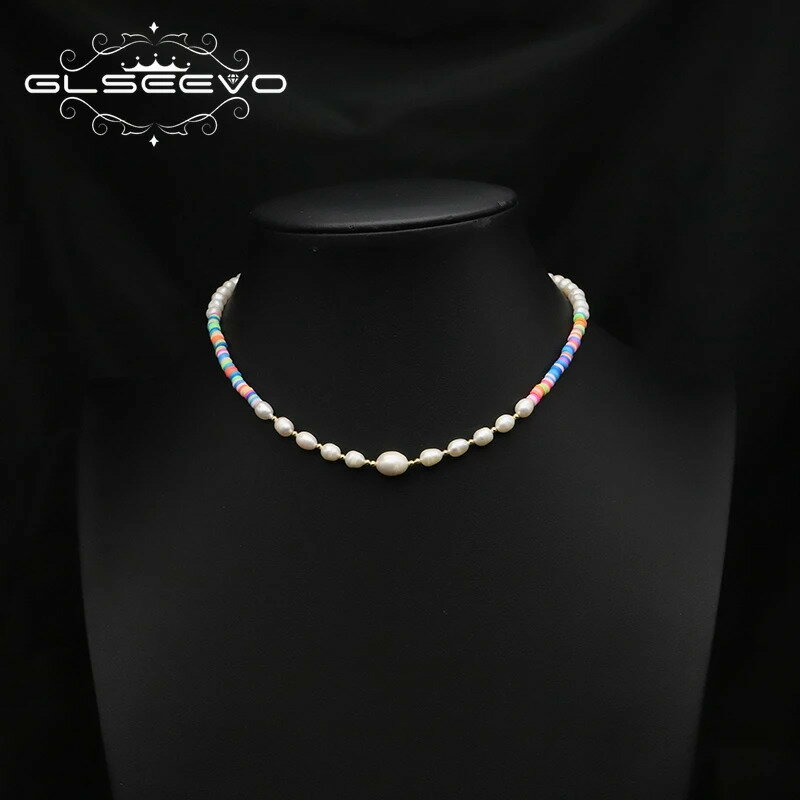 【送料無料】 チョーカー ネックレス ビーズ パール レディース ナチュラル 淡水 ソフト 陶器 カラー クレイ ボヘミアン ビーチ ジュエリー