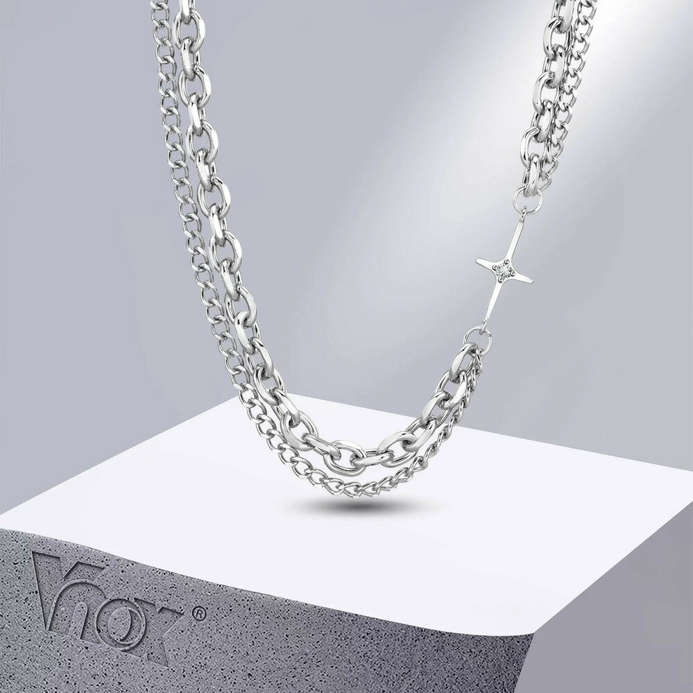 【送料無料】 チョーカー 指輪 リング ネックレス キューバ チェーン クロス 喜平 レディース メンズ レイヤー ユニセックス ロロ リンク 襟 チャーム